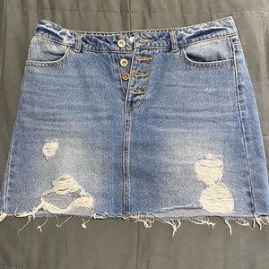 Forever 21 Jean Distressed Skirt